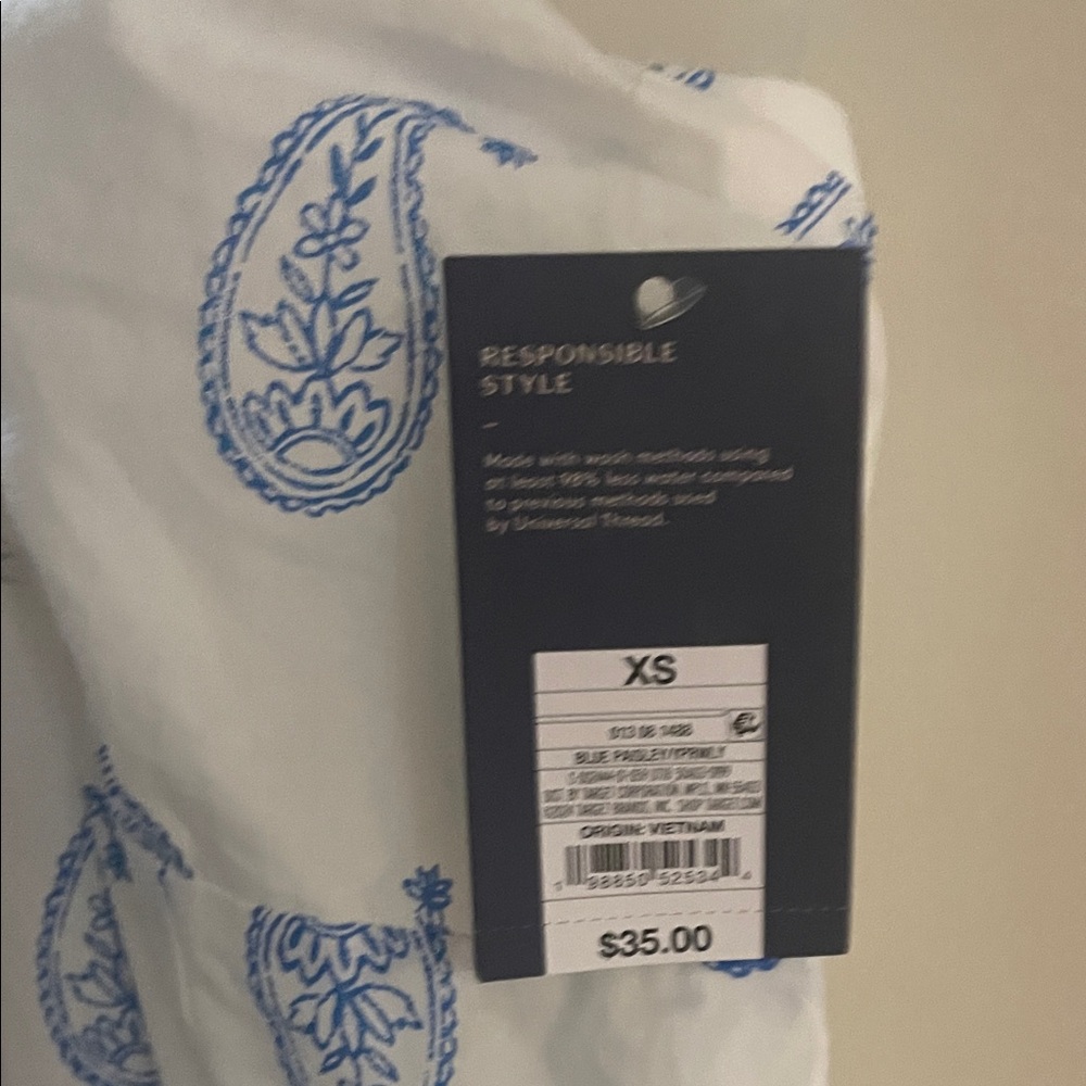 Elegant White and Blue Paisley Halter Dress by Universal Thread - Picture 11 of 11
